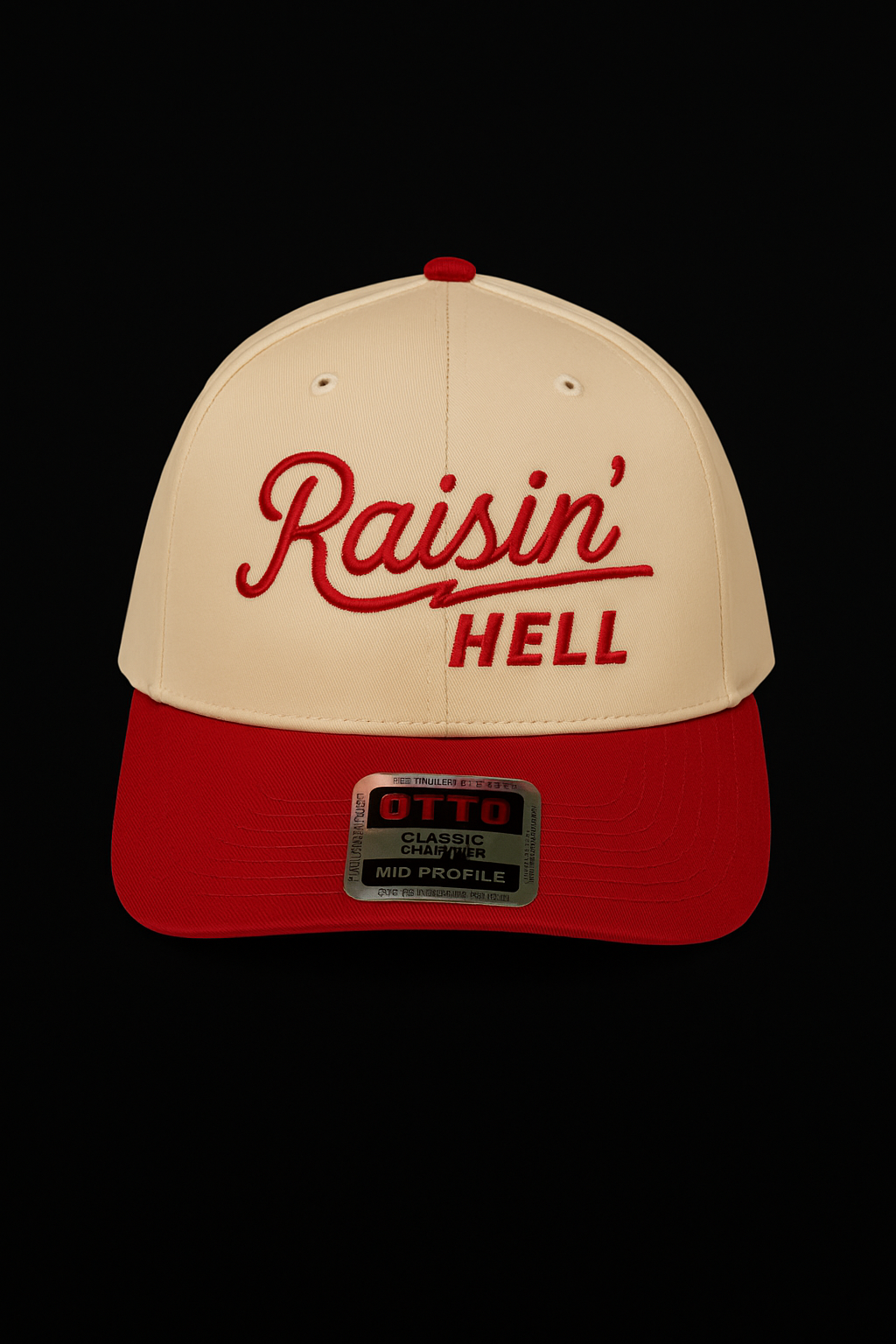 Raisin' Hell Trucker Hat- Cream & Red